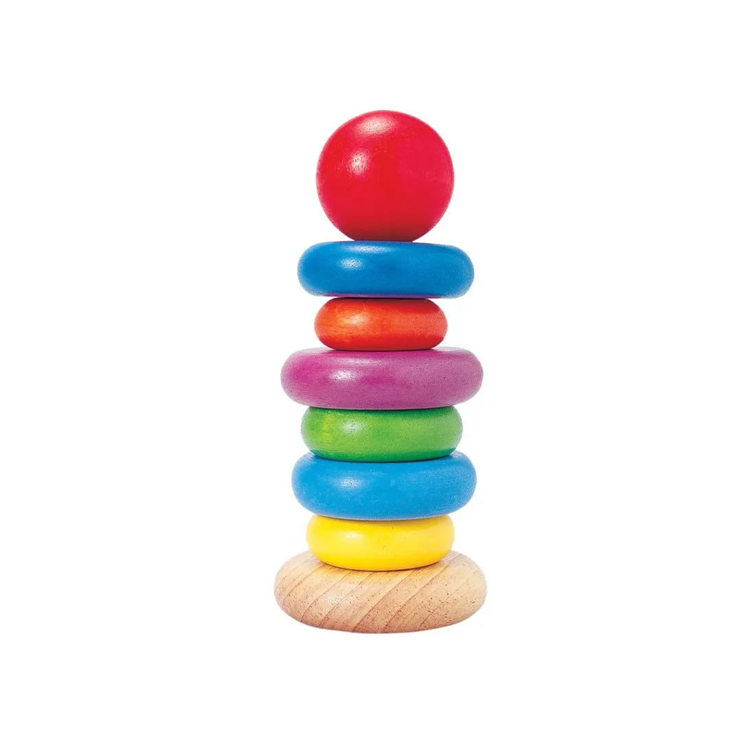 PlanToys Stacking Ring pyramide anneaux bois 12 mois