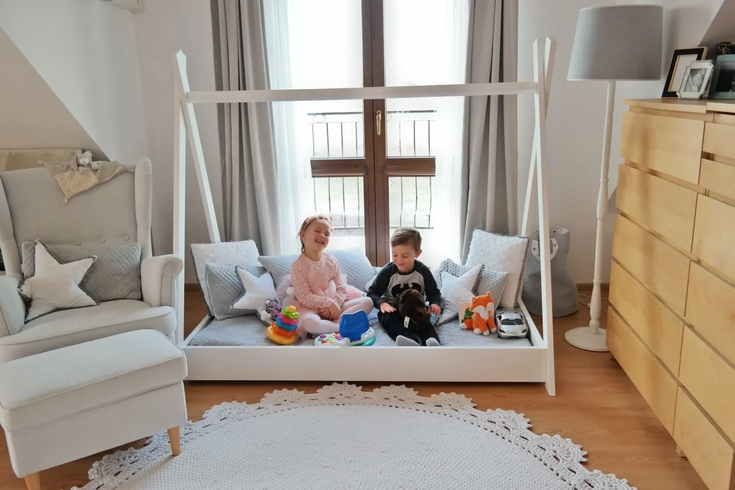 Velinda lit maison 2 en 1 enfant blanc 160x80 bois