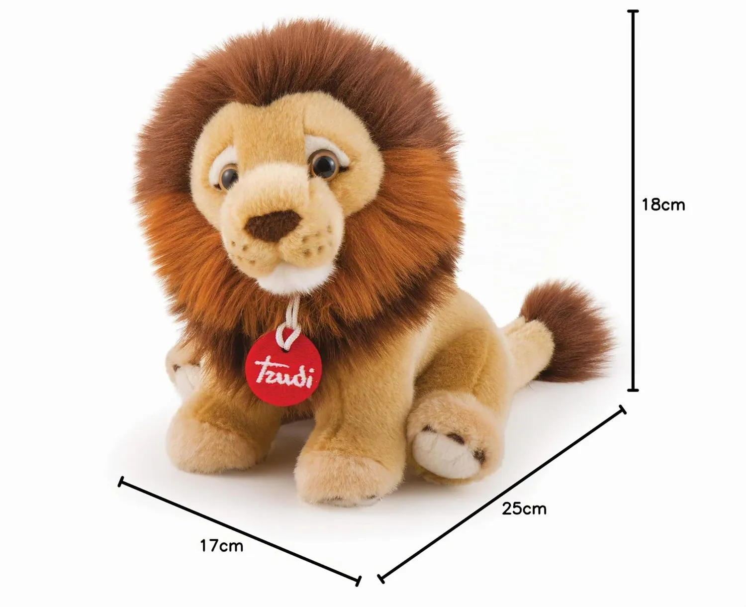 Trudi Lion Narciso peluche exotique 27 cm taille M