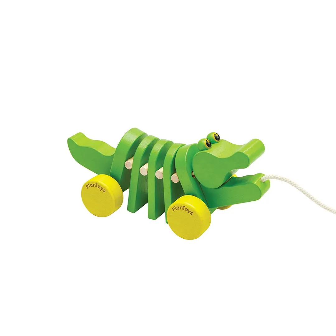 PlanToys Dancing Alligator jouet à tirer bois à traîner