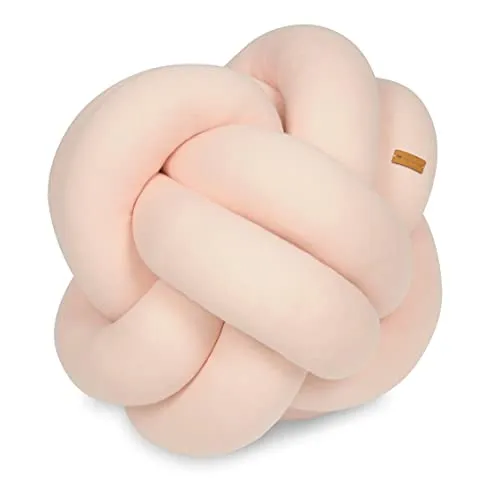 Velinda coussin nœud tressé 30x30cm Pêche coton