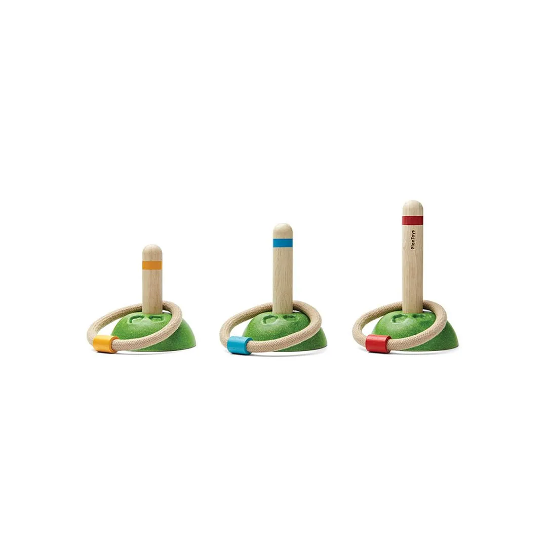 PlanToys Prairie jeu de lancer anneaux bois 6 anneaux