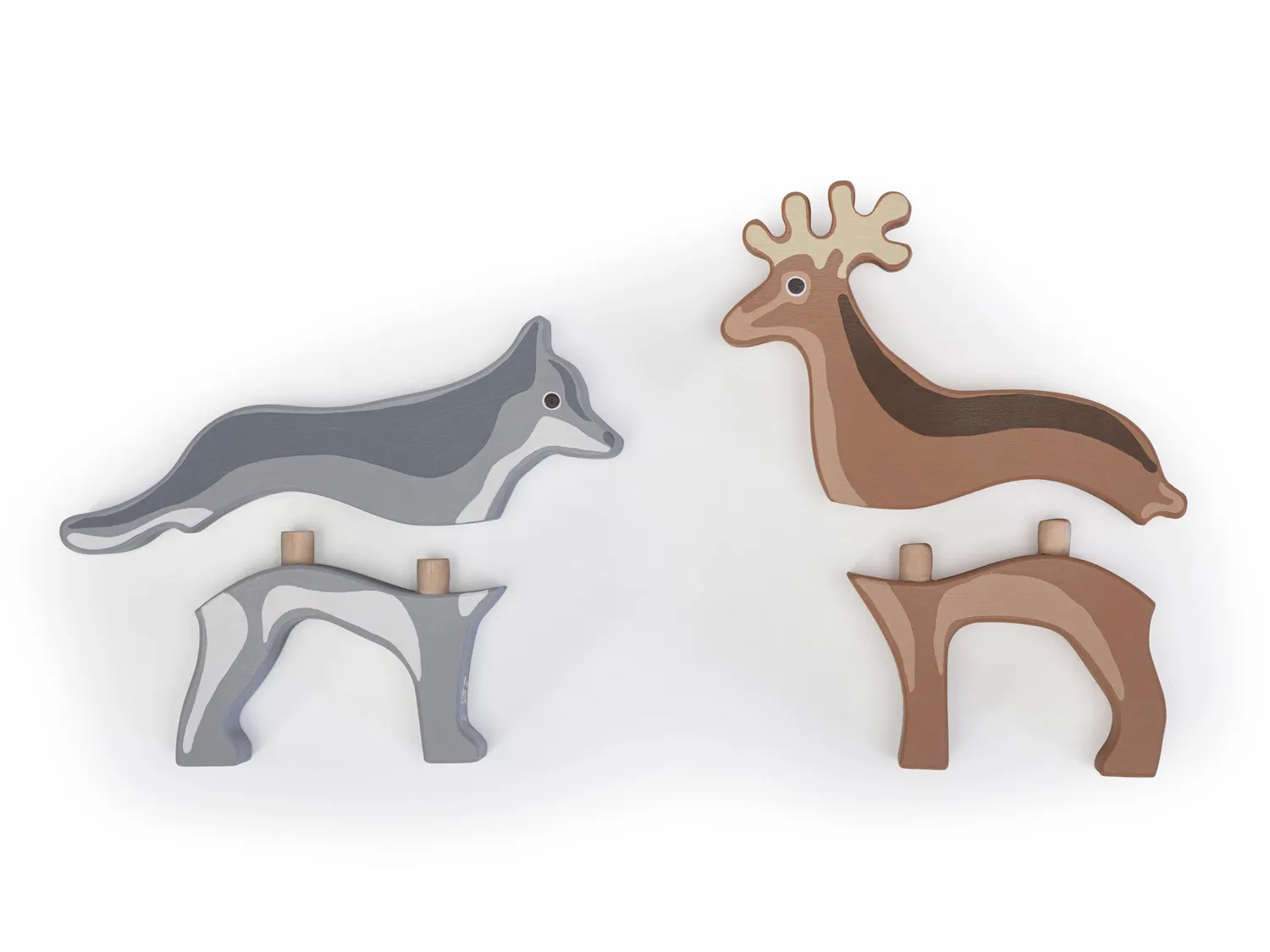 Sevi Nature 87865 jeu en bois mix & match loup-cerf