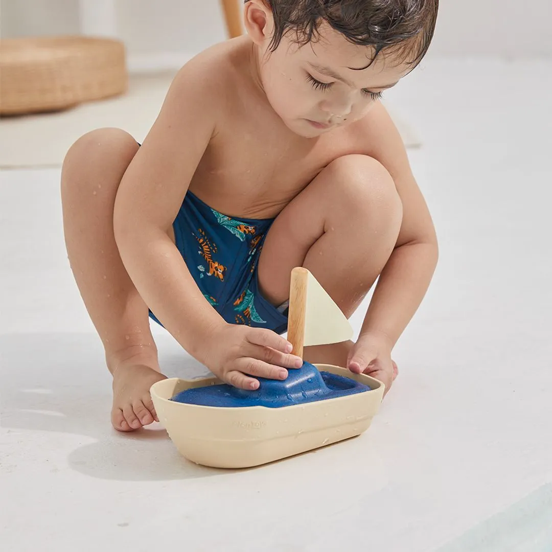 PlanToys Sailboat voilier de bain bois flottant