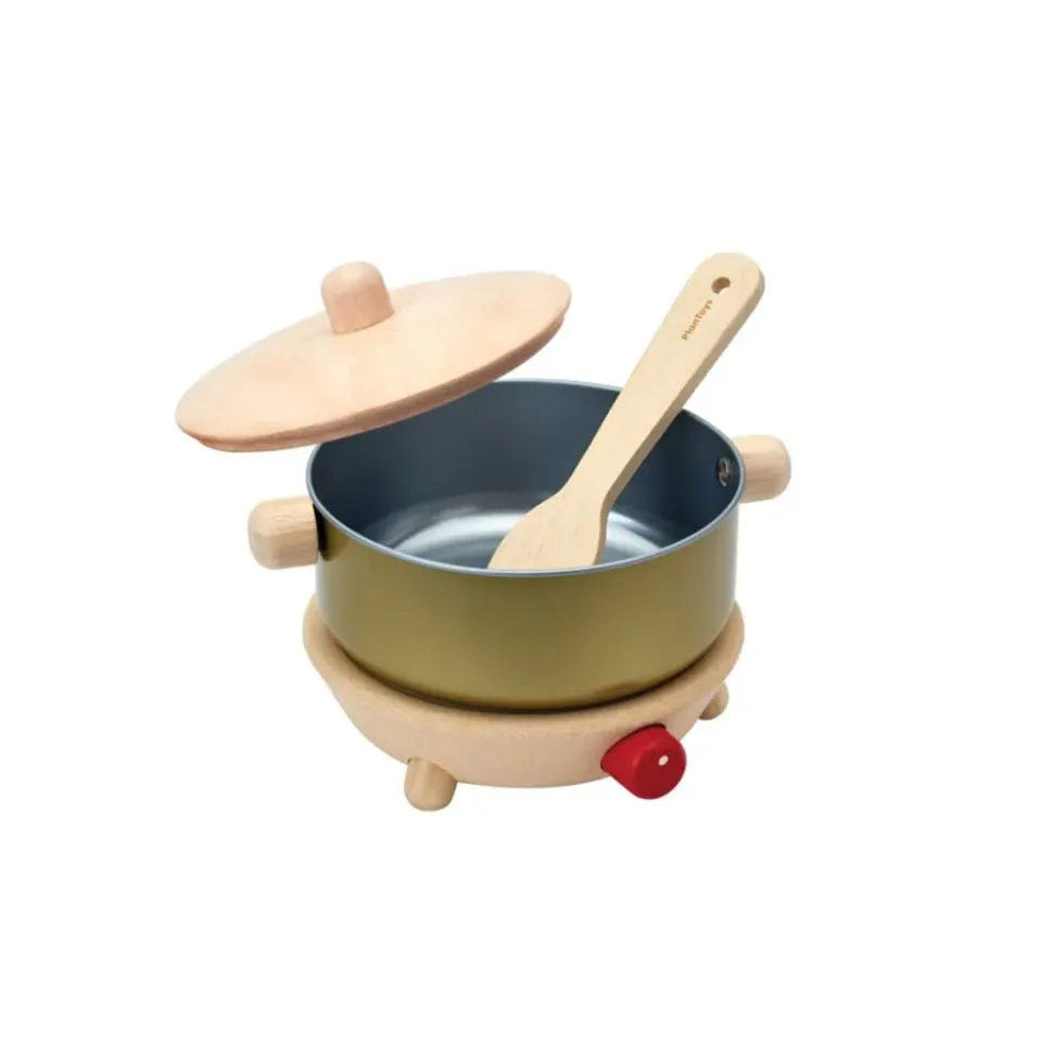 PlanToys Cookery Set dinette bois 2 ans pot et poêle
