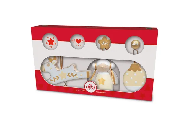 Sevi déco Noël bois blanches 3 pièces gui cœur