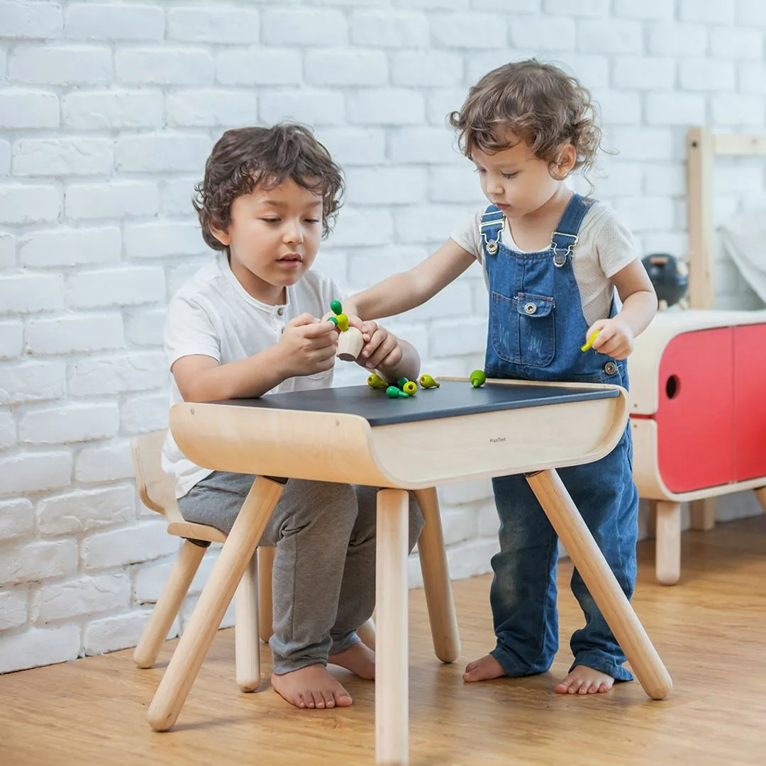 PlanToys Table Chair table chaise enfant noir ardoise