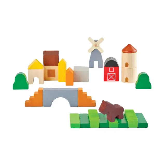 PlanToys Country Blocks blocs ferme bois 27 pièces