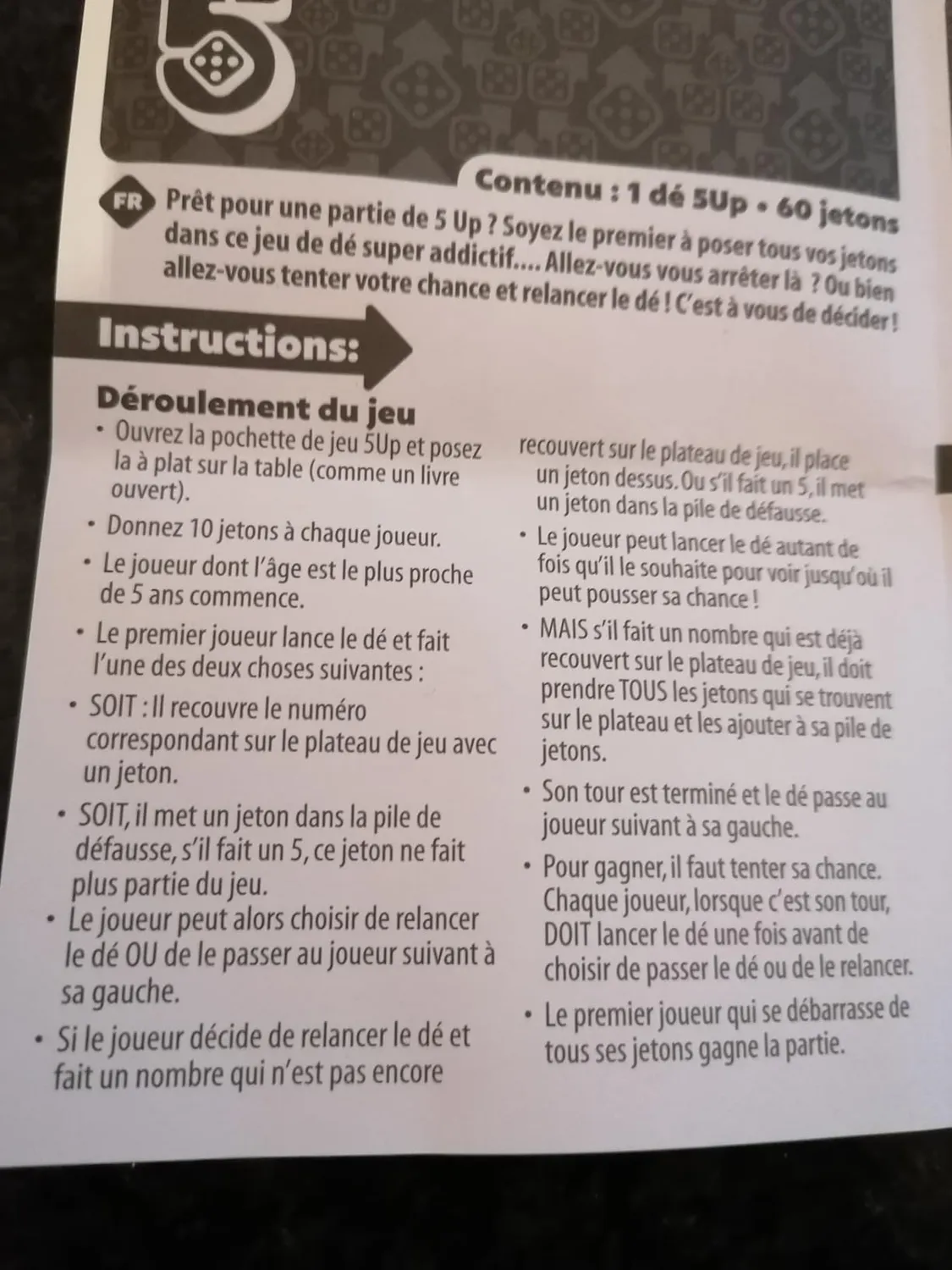 Tomy 5 Up jeu de dés voyage 2-4 joueurs