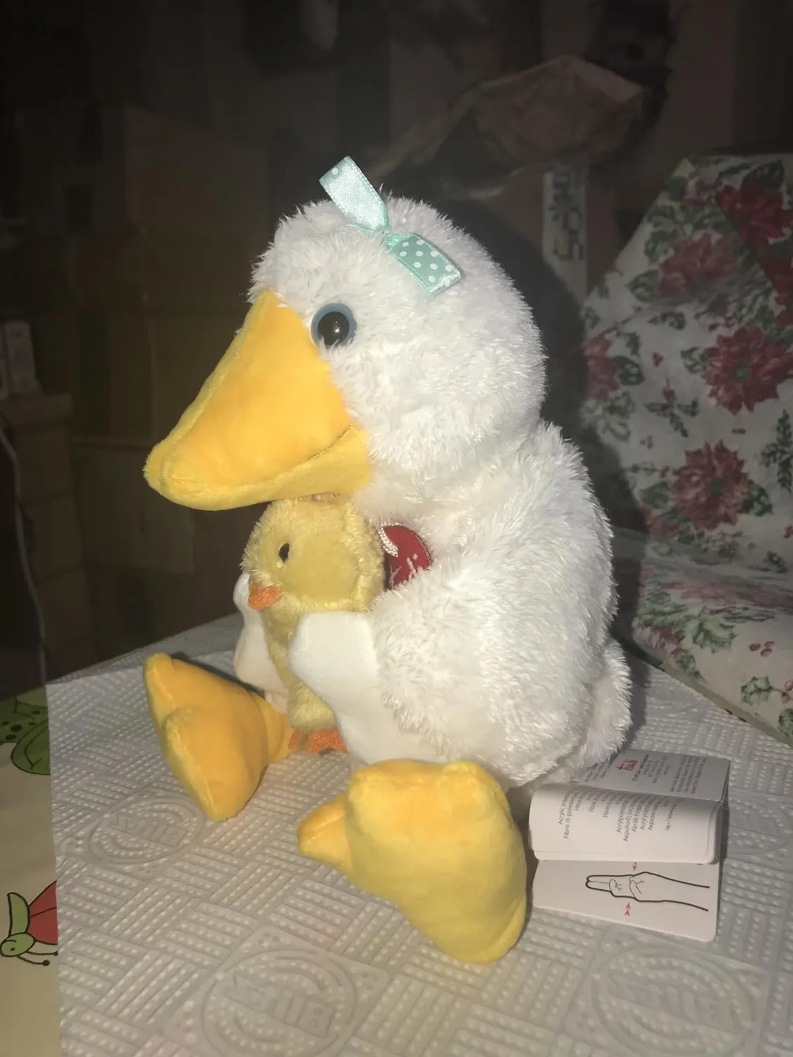 Trudi Sevi Mama & Baby marionnette oie peluche lavable