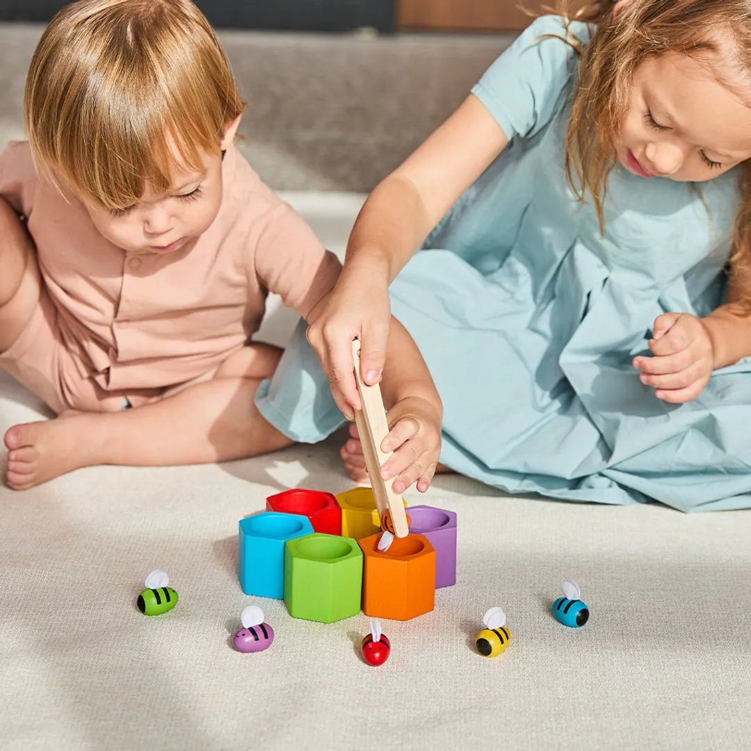 PlanToys Beehives jeu abeilles pince 6 ruches dès 3 ans