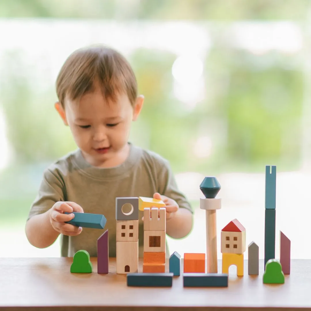 PlanToys Cityscape Blocks blocs ville bois 18 mois