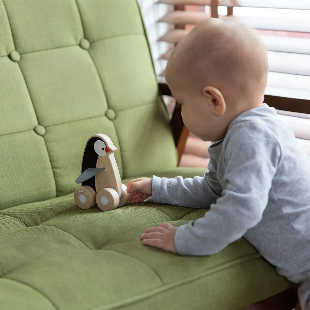 PlanToys Penguin Wheelie pingouin à pousser dès 12 mois