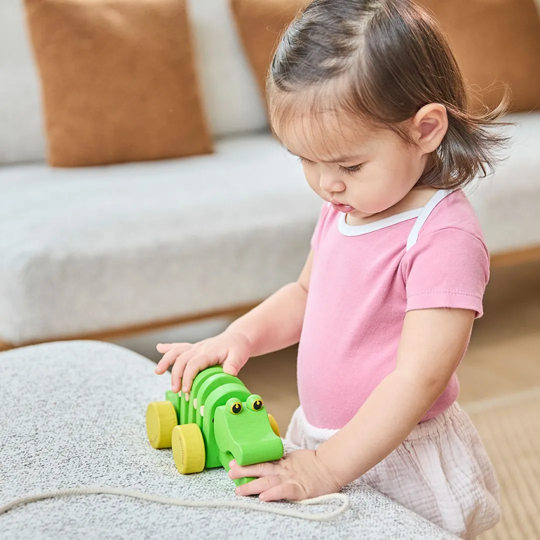 PlanToys Dancing Alligator jouet à tirer bois à traîner