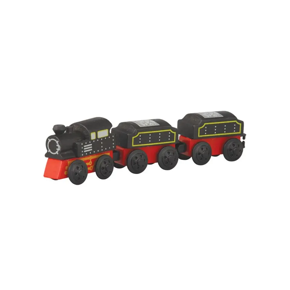 PlanToys Classic Train petit train en bois 3 wagons aimantés