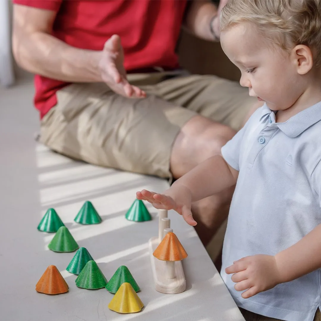 PlanToys Sort & Count Trees jeu à empiler bois 14 pièces