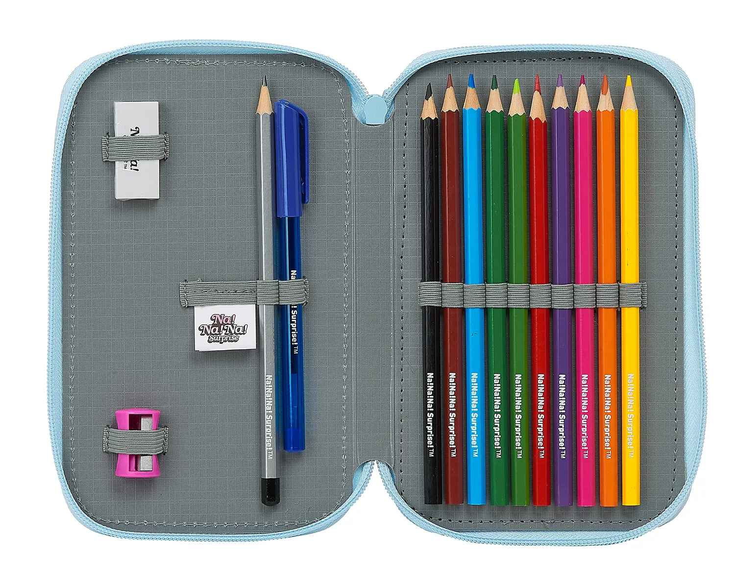 Na Na Na Surprise trousse scolaire 28 pièces bleu clair double