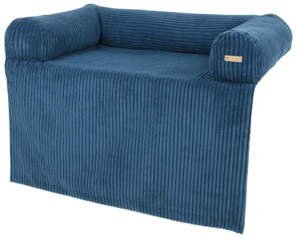 Velinda lit pour chien canapé bleu marine velours côtelé