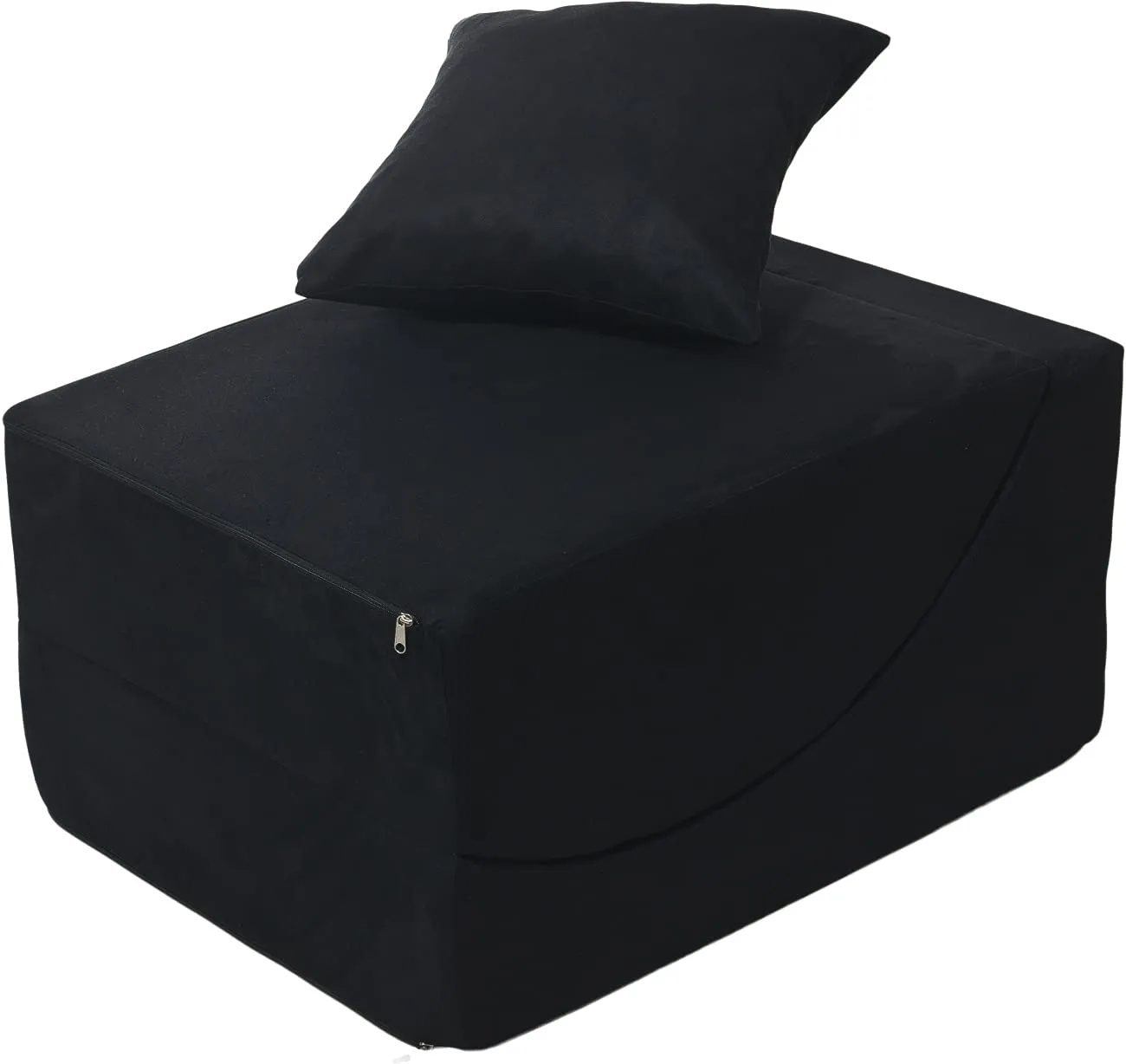 Velinda canapé pouf pliant 3 en 1 noir