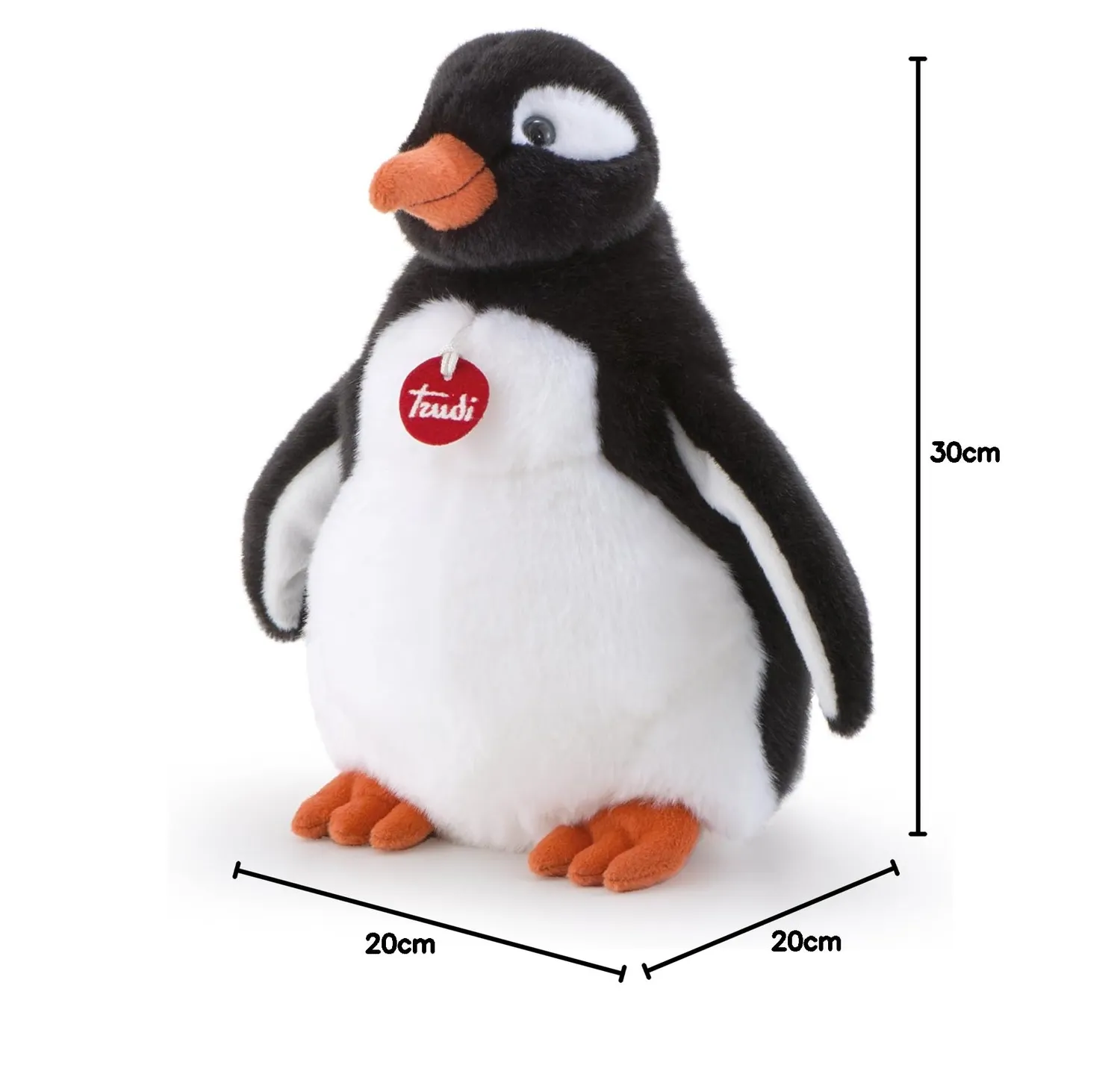Trudi Gina manchot peluche 35 cm lavable noir blanc
