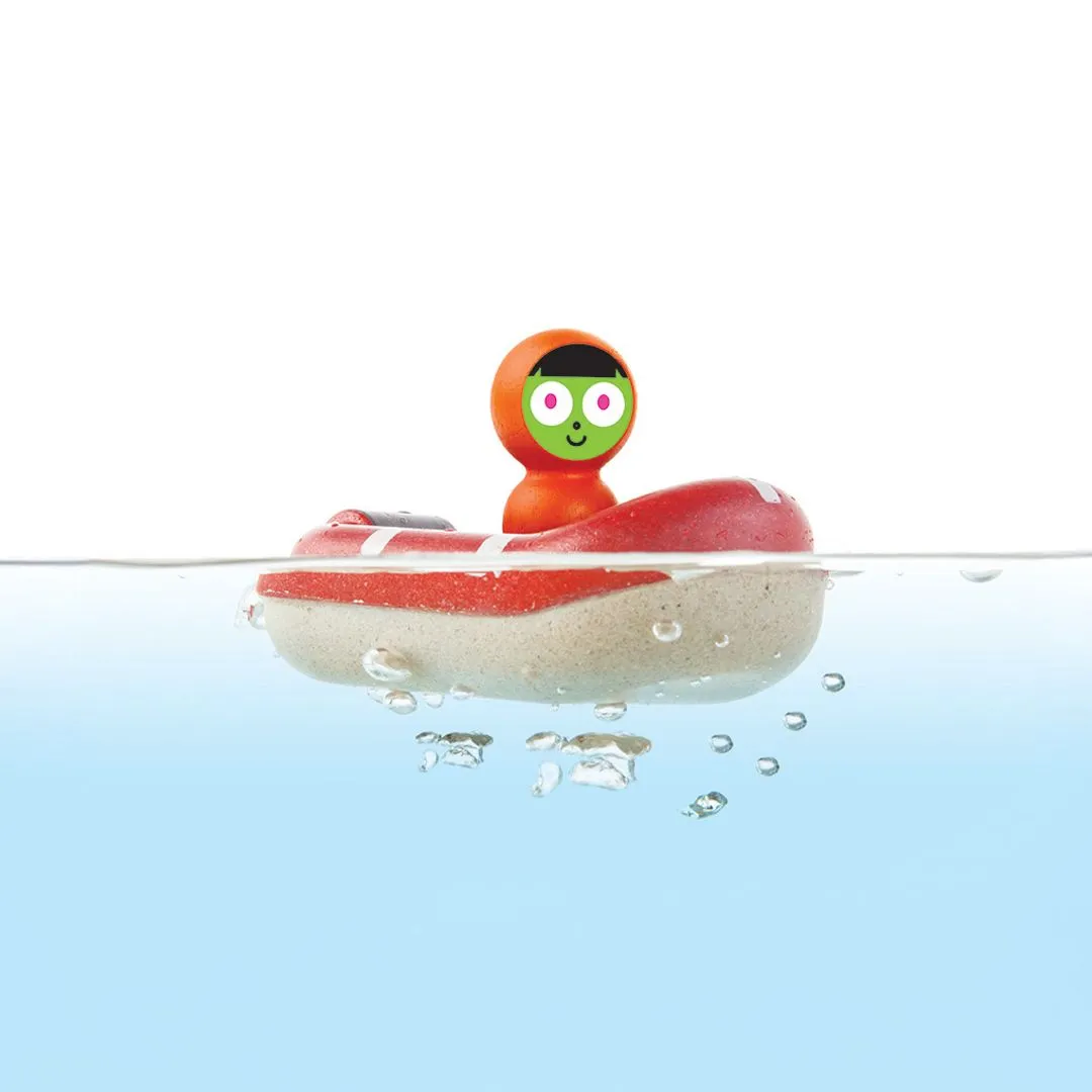 PlanToys Coast Guard Boat bateau de bain PBS Kids bois