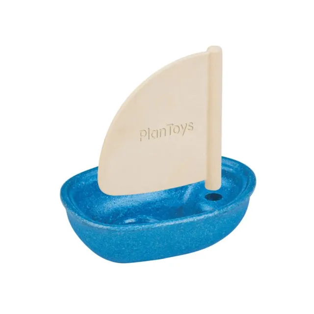 PlanToys Sail Boat bateau de bain bleu bois