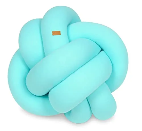 Velinda coussin nœud tressé 30x30cm Turquoise coton