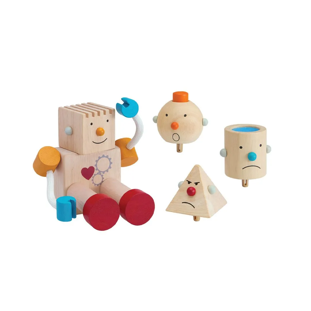 PlanToys Build-A-Robot émotions bois 4 têtes dès 3 ans