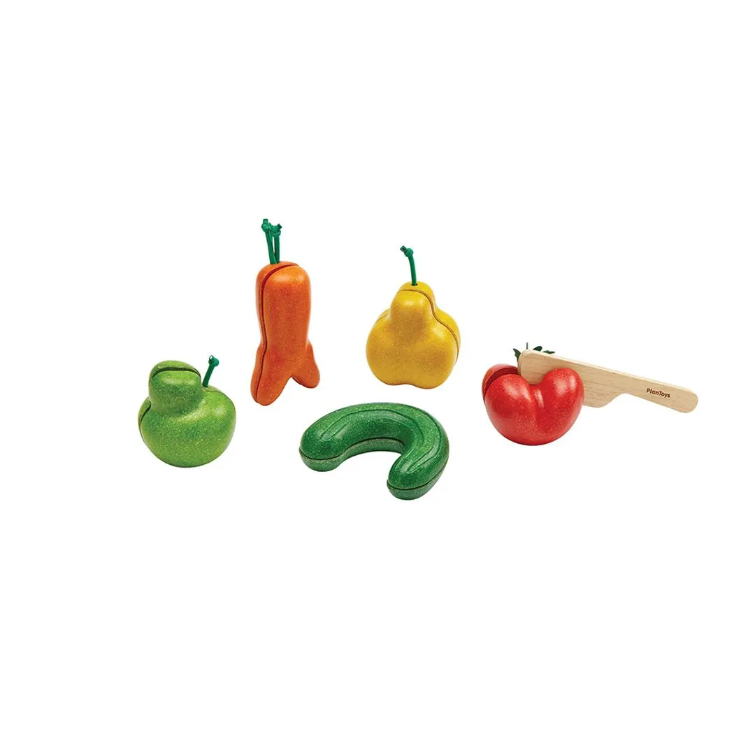 PlanToys Wonky Fruits et Légumes à Découper Bois 5 pièces