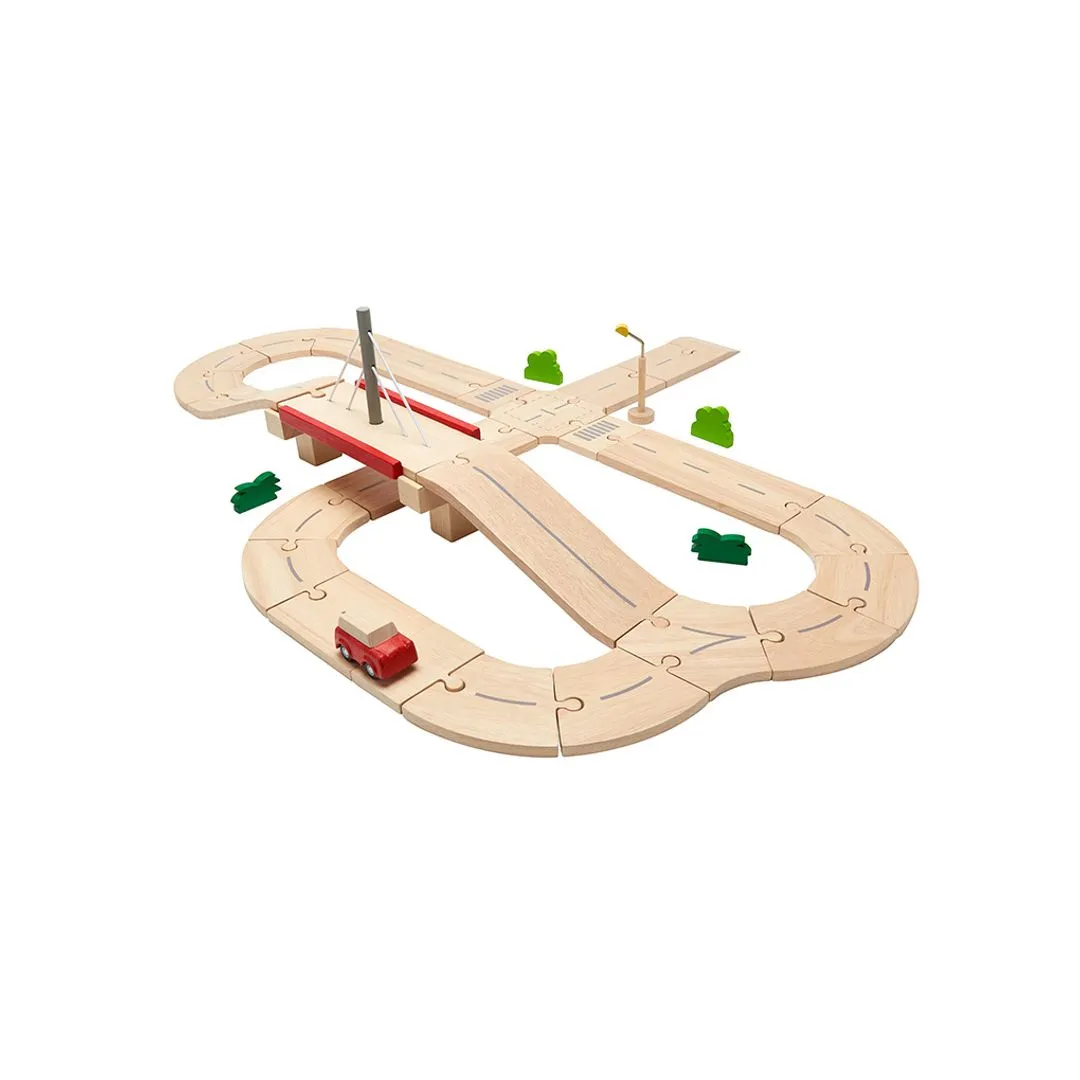 PlanToys Road System circuit bois 34 pièces