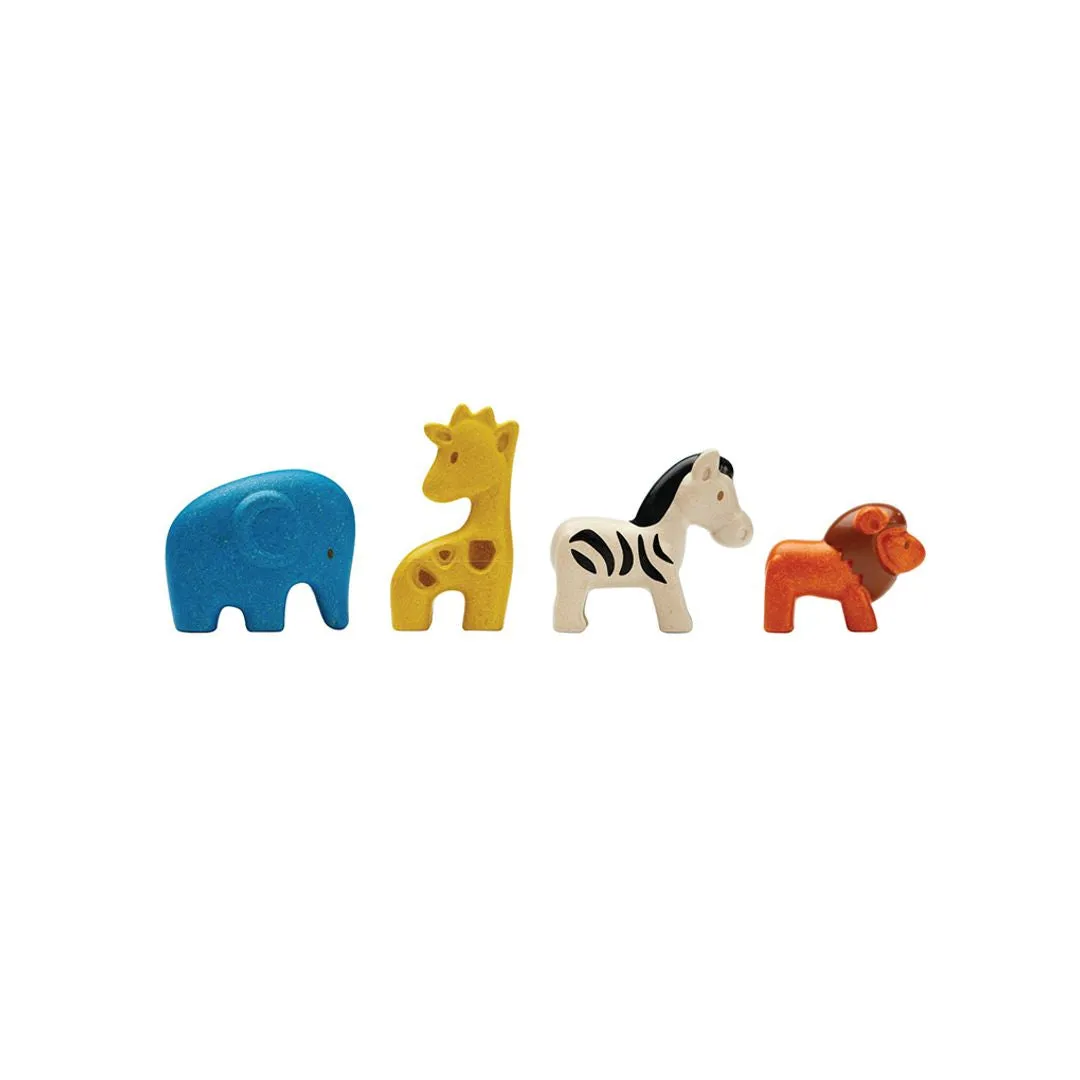 PlanToys Wild Animals Set 4 figurines bois jungle