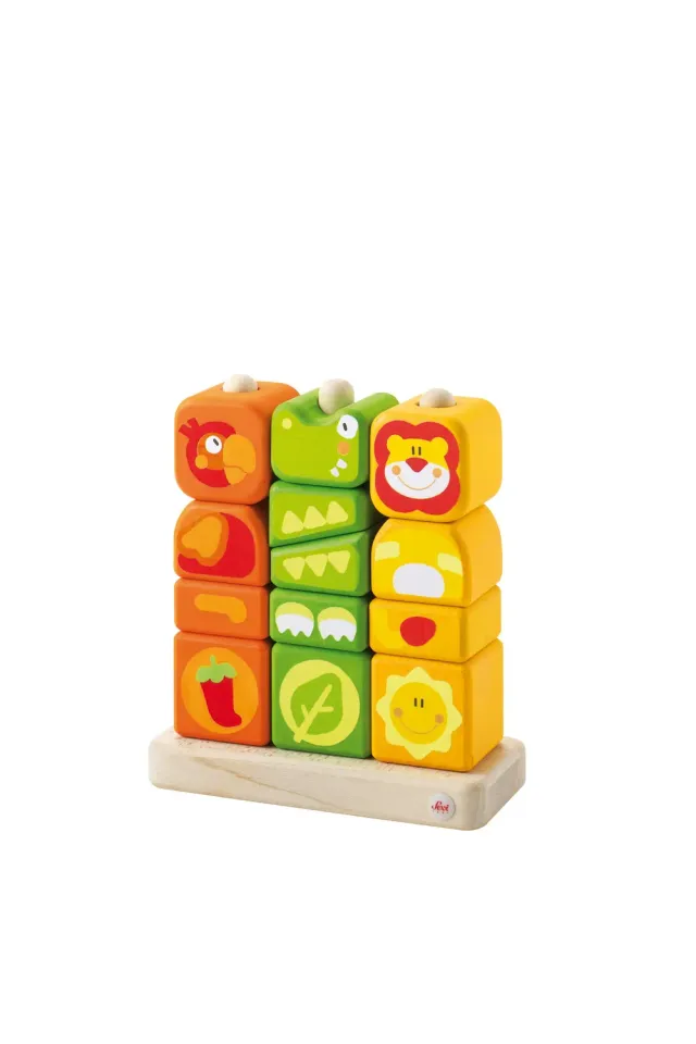Sevi 82667 jeu à empiler animaux couleurs bois