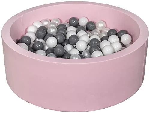 Velinda piscine à balles 200 balles blanc perle gris 90 cm