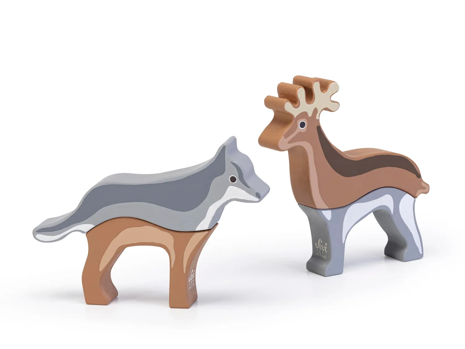 Sevi Nature 87865 jeu en bois mix & match loup-cerf