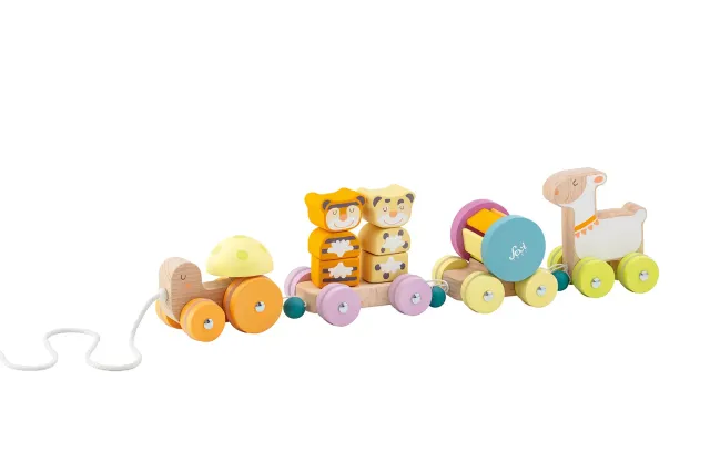 Trudi Sevi TUE45000 train animaux jouet bois pastel