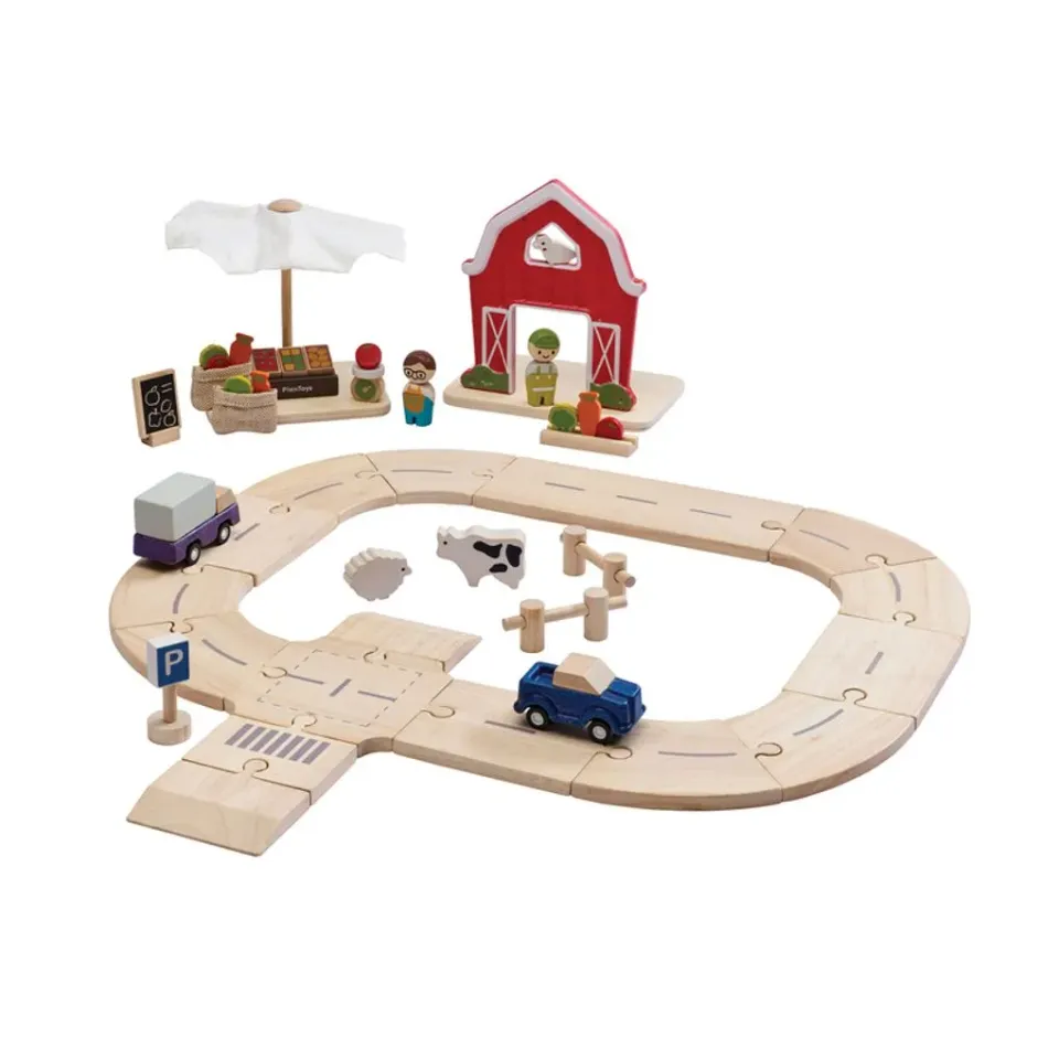 PlanToys Farm to Market circuit ferme marché 55 pièces 3 ans