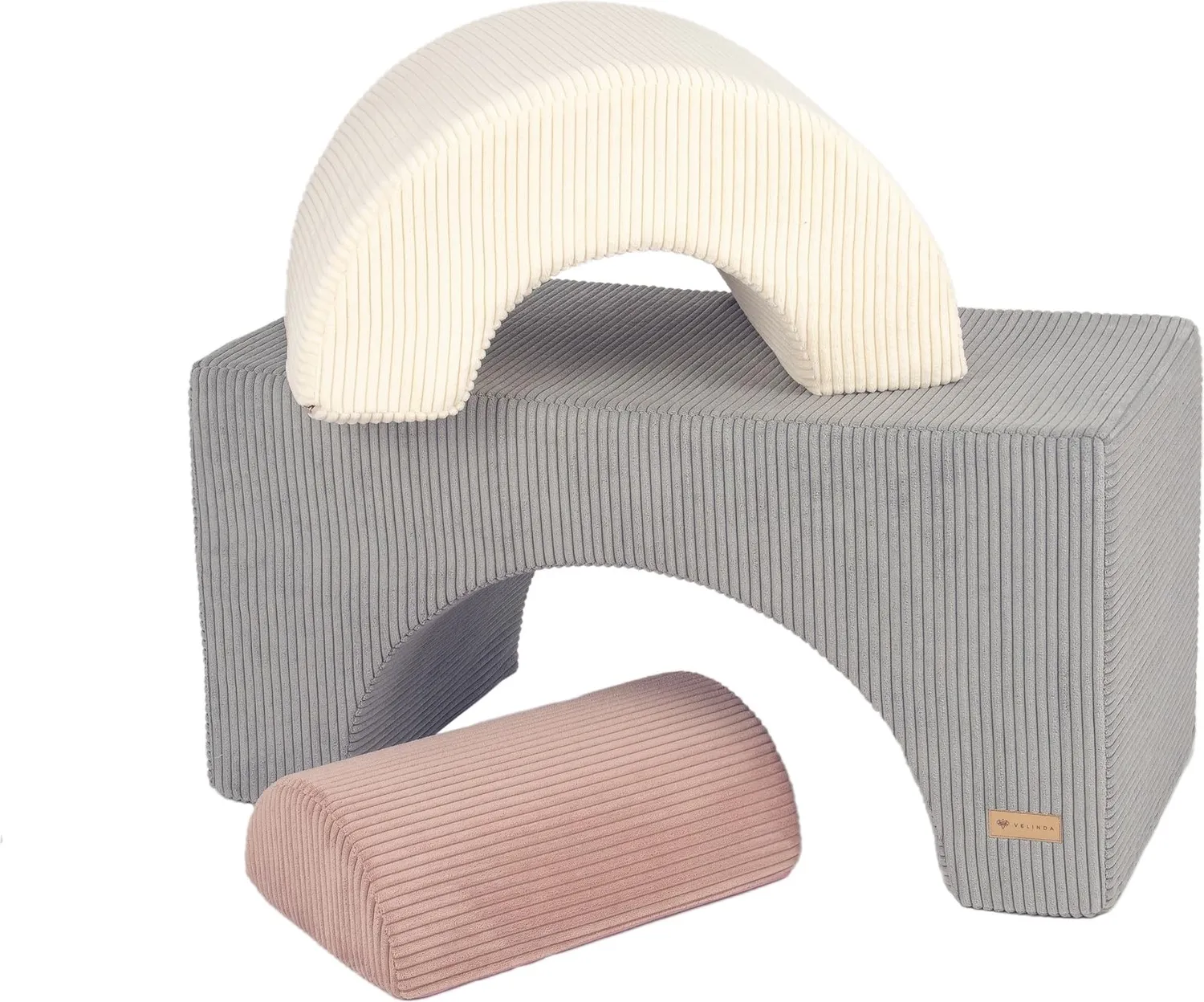 Velinda Arc en Ciel blocs mousse enfant lot 3 gris crème rose