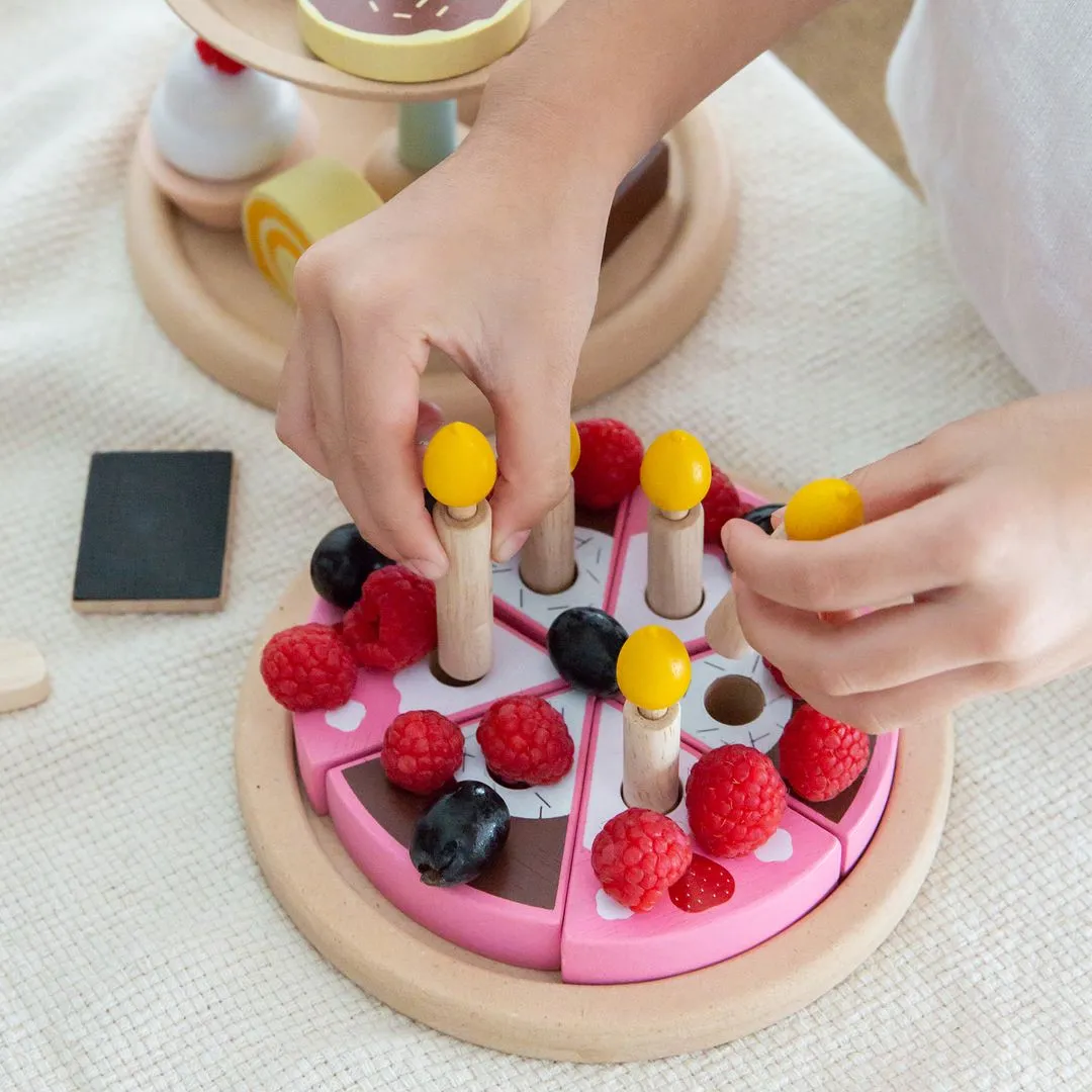 PlanToys Birthday Cake Set gâteau bois 2 ans 6 parts