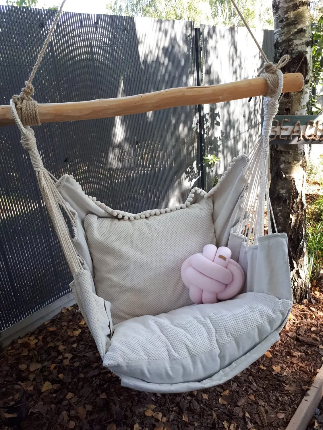 Velinda coussin nœud tressé déco rose clair 30 cm