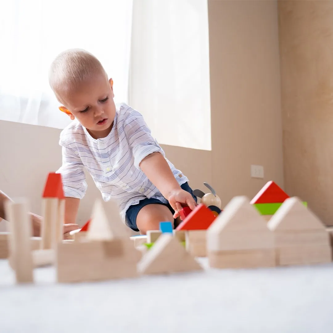 PlanToys Unit Blocks 40 blocs de construction en bois colorés