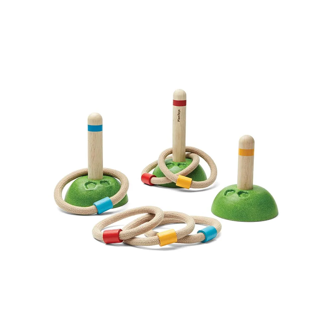 PlanToys Prairie jeu de lancer anneaux bois 6 anneaux
