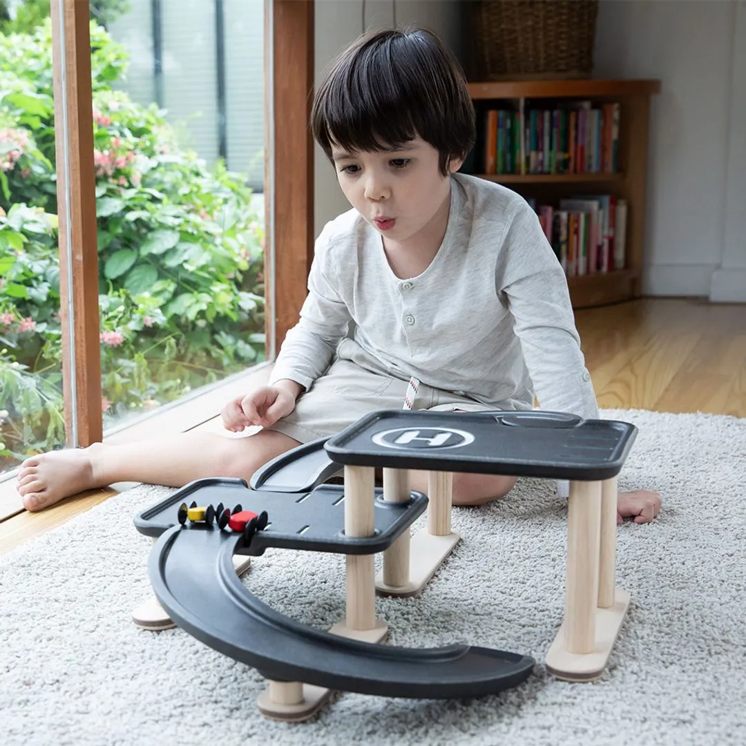 PlanToys Race N Play garage parking rampe craie