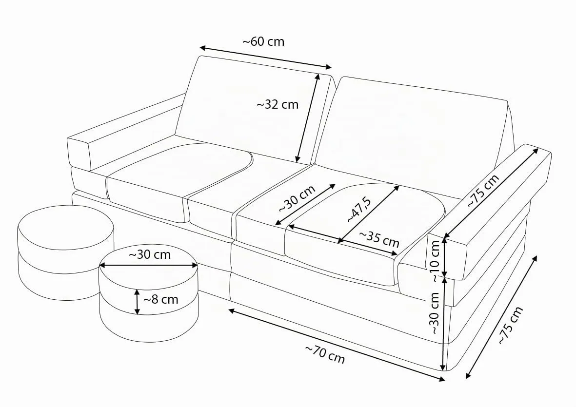 Velinda Canapé Modulaire Voiture Volant Mousse Crème 15 Blocs