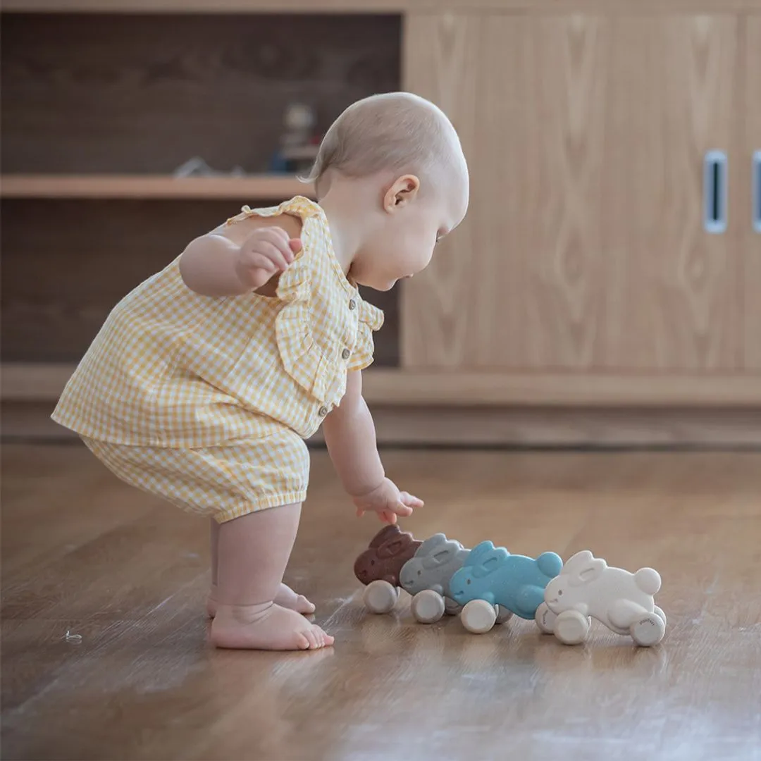PlanToys Push Along lapin à pousser marron bois