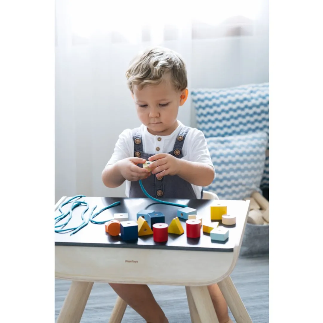 PlanToys Geo Lacing Beads perles à lacer bois 15 perles