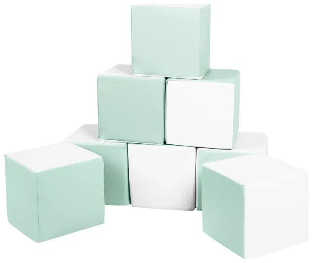 Velinda Cubes Lot de 8 Blocs Mousse Blanc Menthe Crèche
