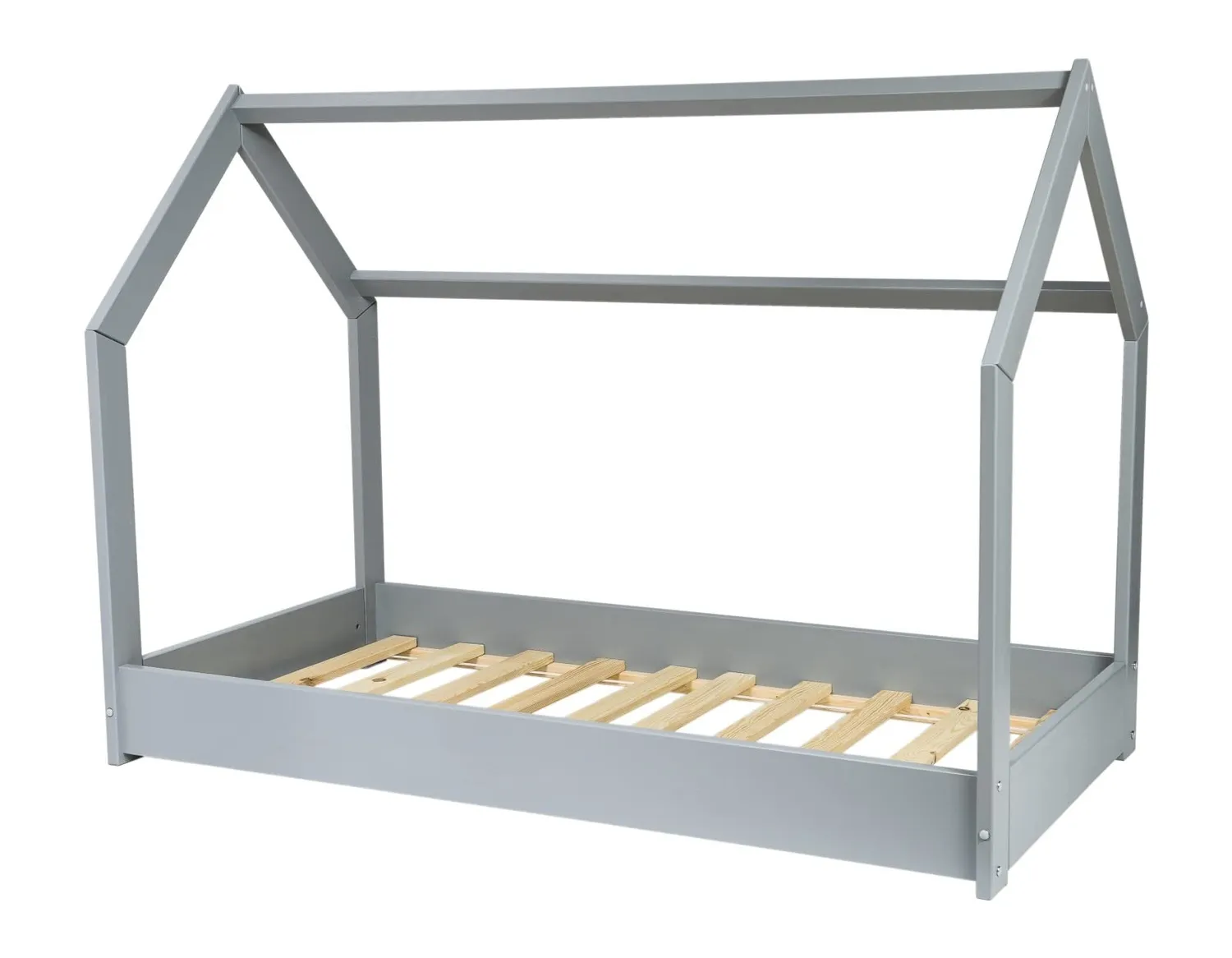 Velinda Maison cabane lit enfant 160x80 gris matelas Standard pin