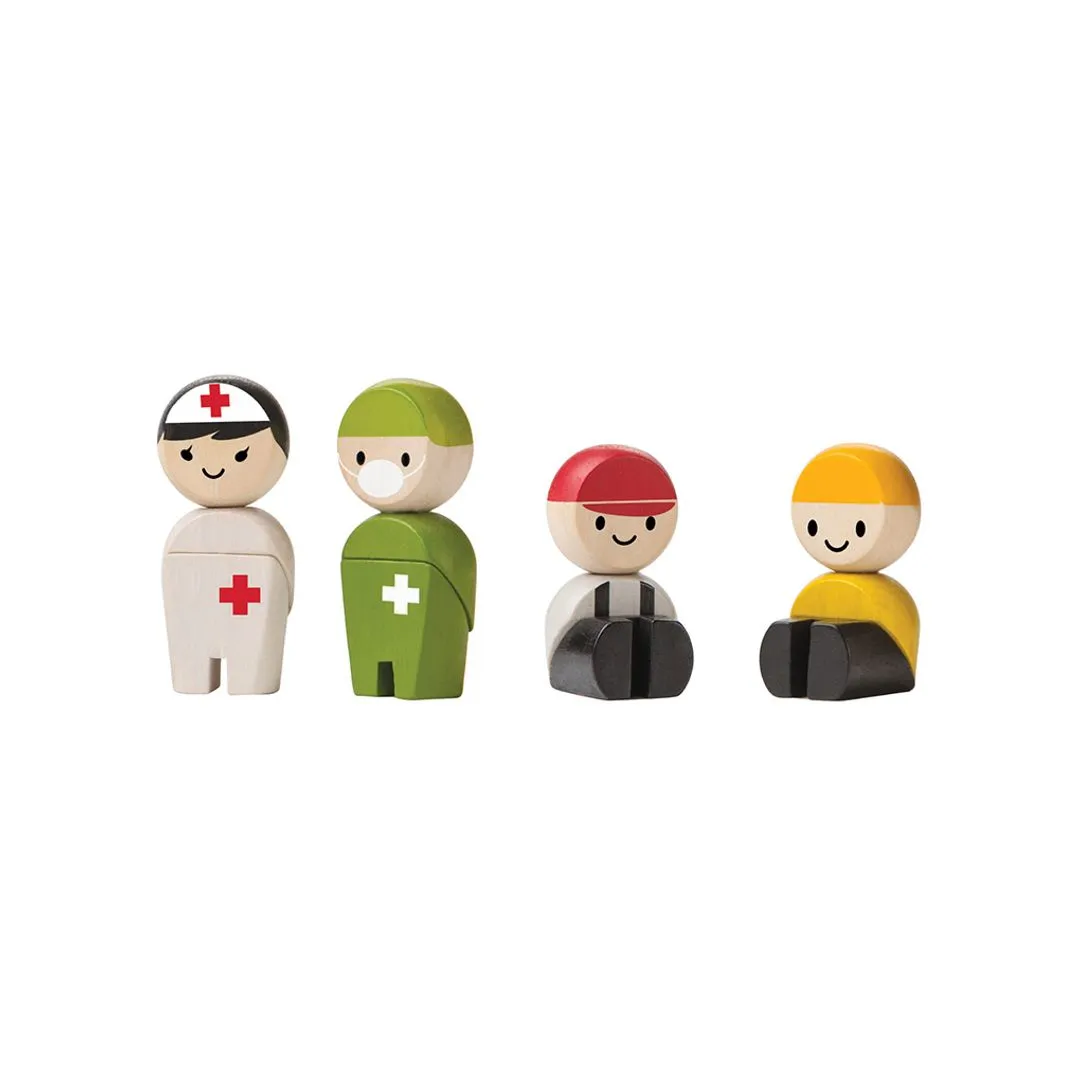 PlanToys Rescue Crew figurines secours bois 4 pièces