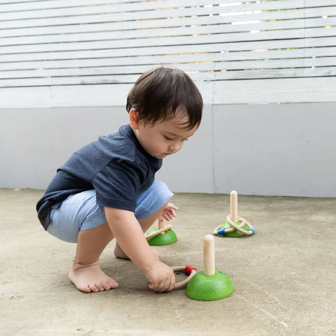 PlanToys Prairie jeu de lancer anneaux bois 6 anneaux