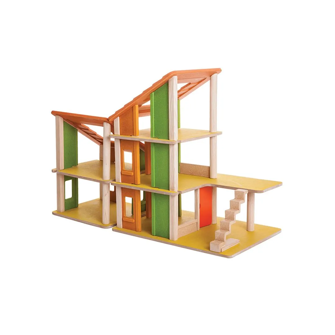 PlanToys Chalet maison poupée bois sans meubles